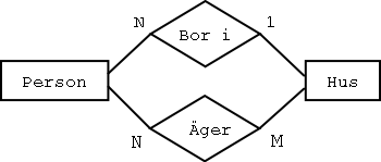 Ett ER-diagram med två sambandstyper