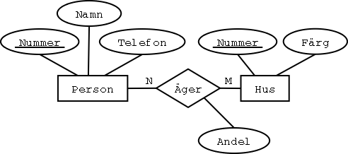 En N:M-sambandstyp med ett attribut